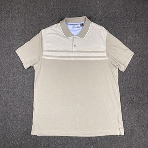 Tasso Elba Polo Shirt Mens Gold Sand Short Sleeve Top Collared Striped Size XL